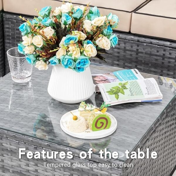 Shintenchi 3 Pieces Patio Furniture Set,All-Weather Rattan Patio Conversation Set