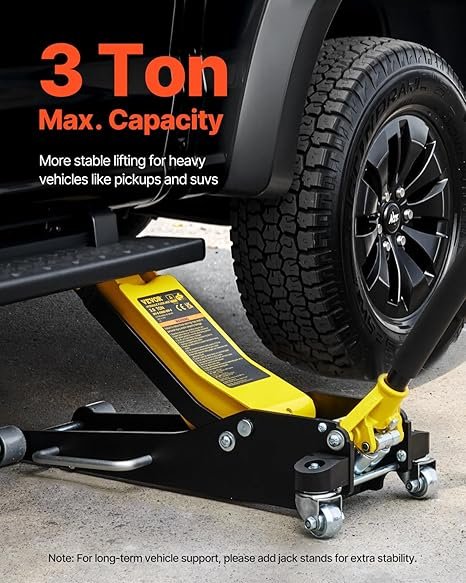 VEVOR 3 Ton Low Profile , Aluminum and Steel Racing Floor Jack with Dual Pistons Quick Lift Pump for Sport Utility Vehicle
