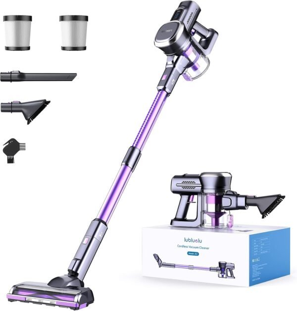 Lubluelu Cordless Stick Vacuum Cleaner, Lightweight 235W Brushless Motor