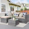 Shintenchi 3 Pieces Patio Furniture Set,All-Weather Rattan Patio Conversation Set