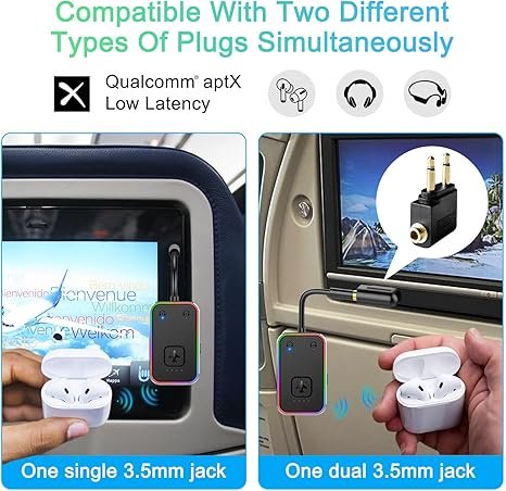 2025 Beeitzie Ultra Airplane Bluetooth 5.4 Transmitter for All Headphones