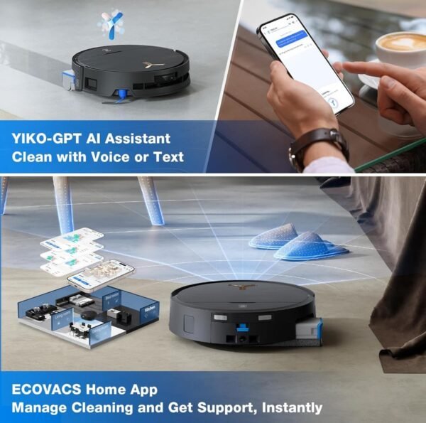 ECOVACS DEEBOT X9 PRO OMNI: Robotic Vacuum and Mop with 16600 Pa Suction and ZeroTangle